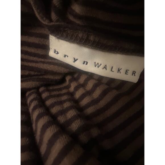 M Bryn Walker Cotton Striped Purple Dress Tunic Top 3/4 Slv Cinch Drawstring Hem - Picture 7 of 9